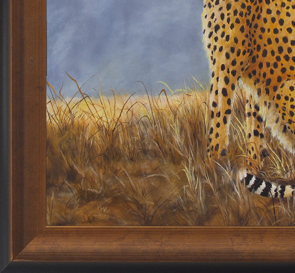 cheetah with cub   corner frame