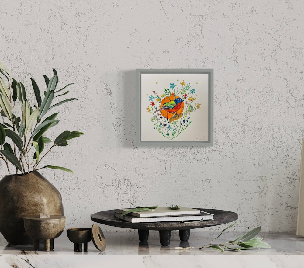Mockup Painted Bunting Bird Bouquet