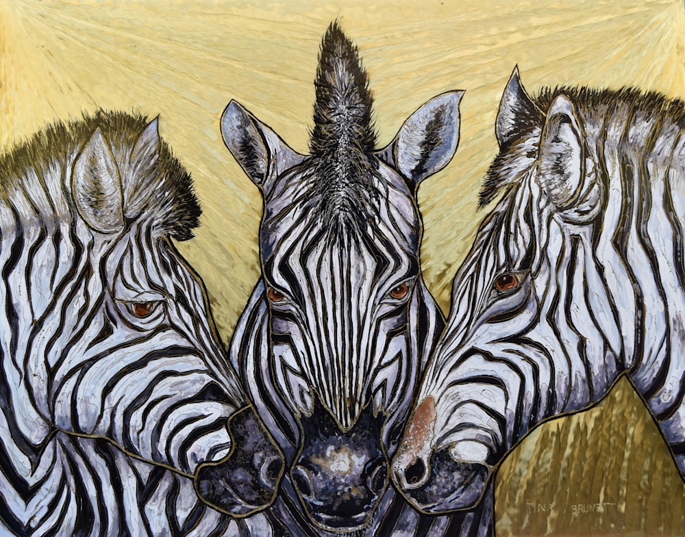 Zebras On Brass 23x29 $2200