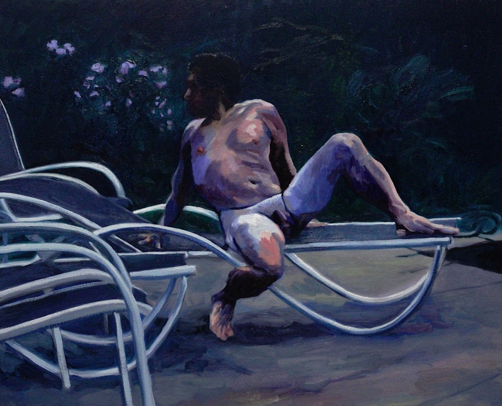 At Home in the Suburbs - Male Nude Figure Painting by Artist Michael  Serafino - Available for Purchase - Wet Paint NYC Gallery