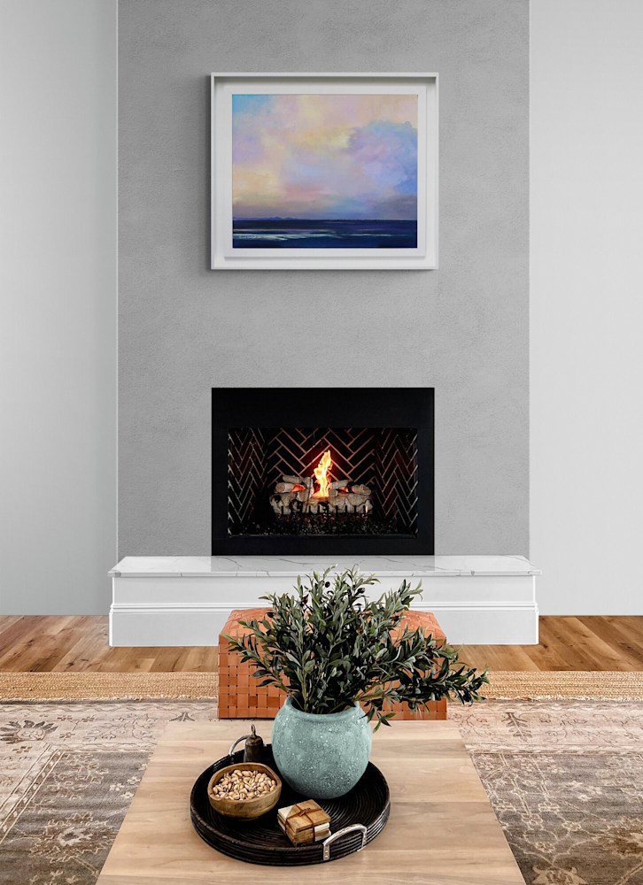 Warm living room fireplace