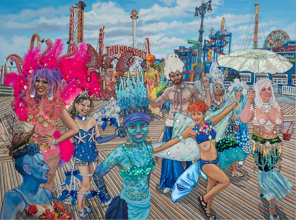 Bonnie Siracusa   Connie Island Mermaids acrylics and mixed media on canvas 36 x 48  $15,000