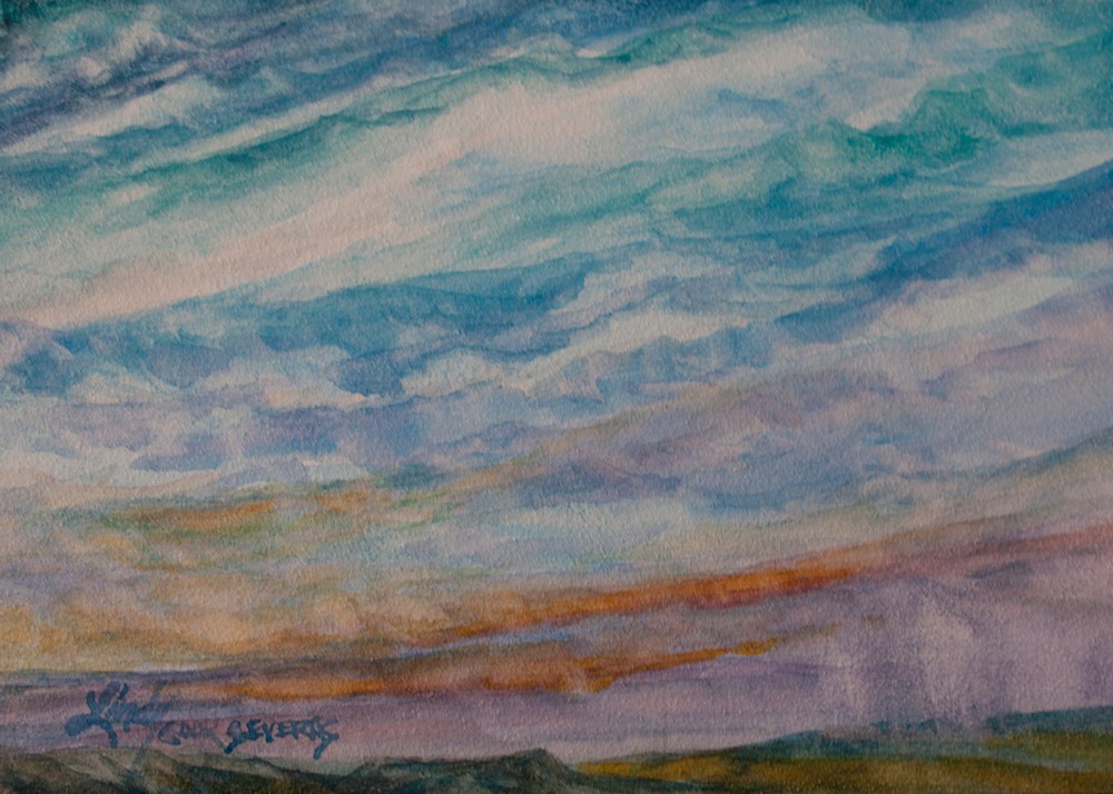 3121 Rainy Day in West Texas 5x7 watercolor Lindy C Severns