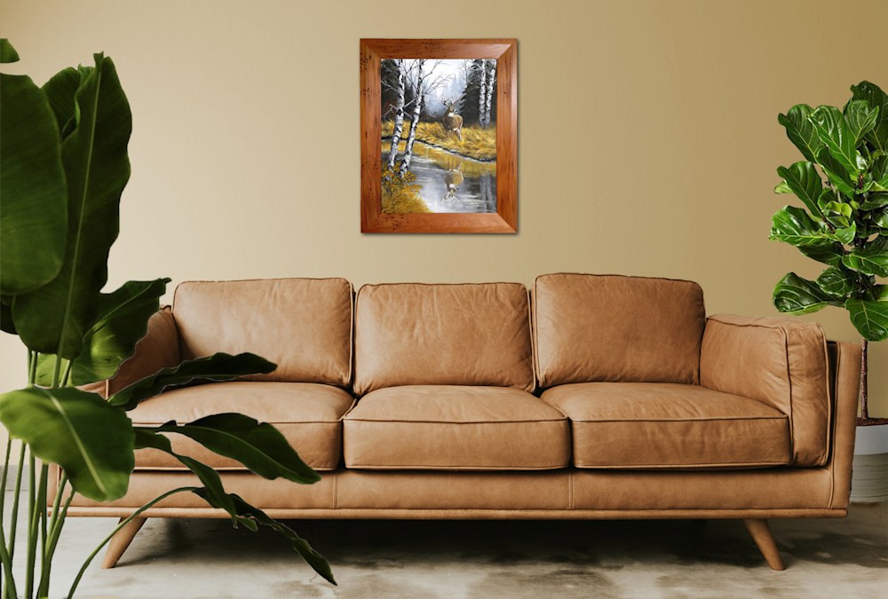 1   livingroom basic redesigned cleaned up plant with framed buck reflection