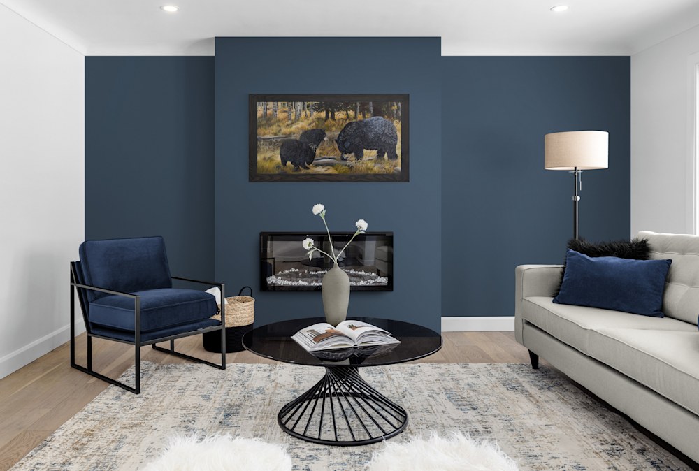 Comfy modern living room with fireplace