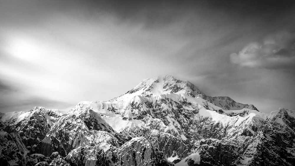 Peak of Mount Denali bw