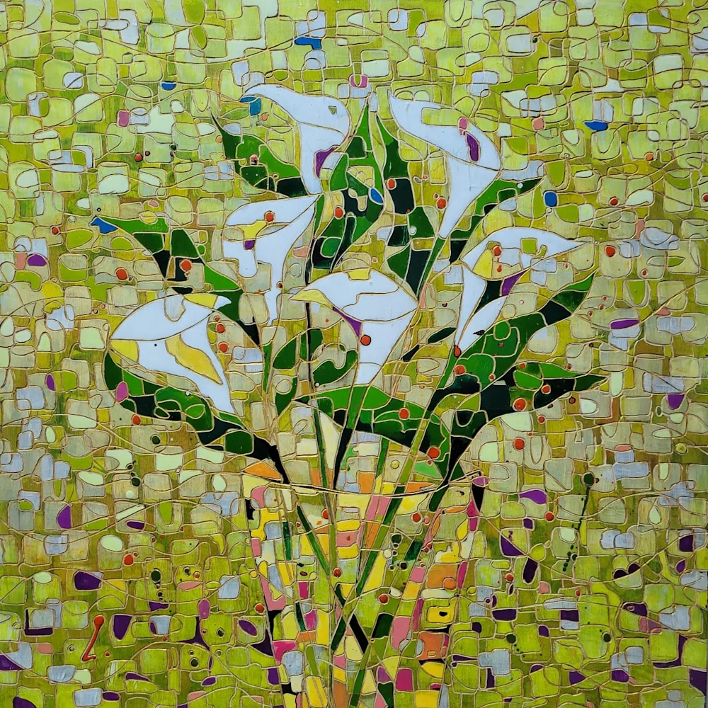 Calla Lily Carved Mosaic Painting