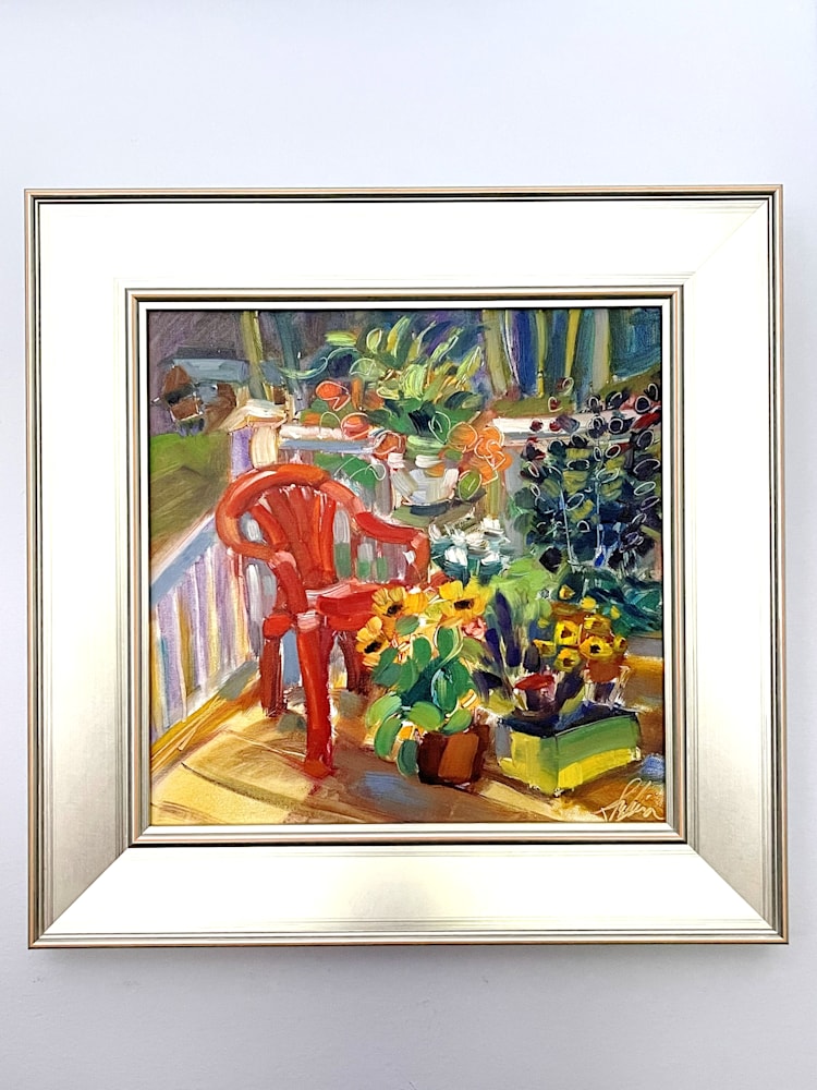 Warming Gifts Red Chair Floral  Framed 1