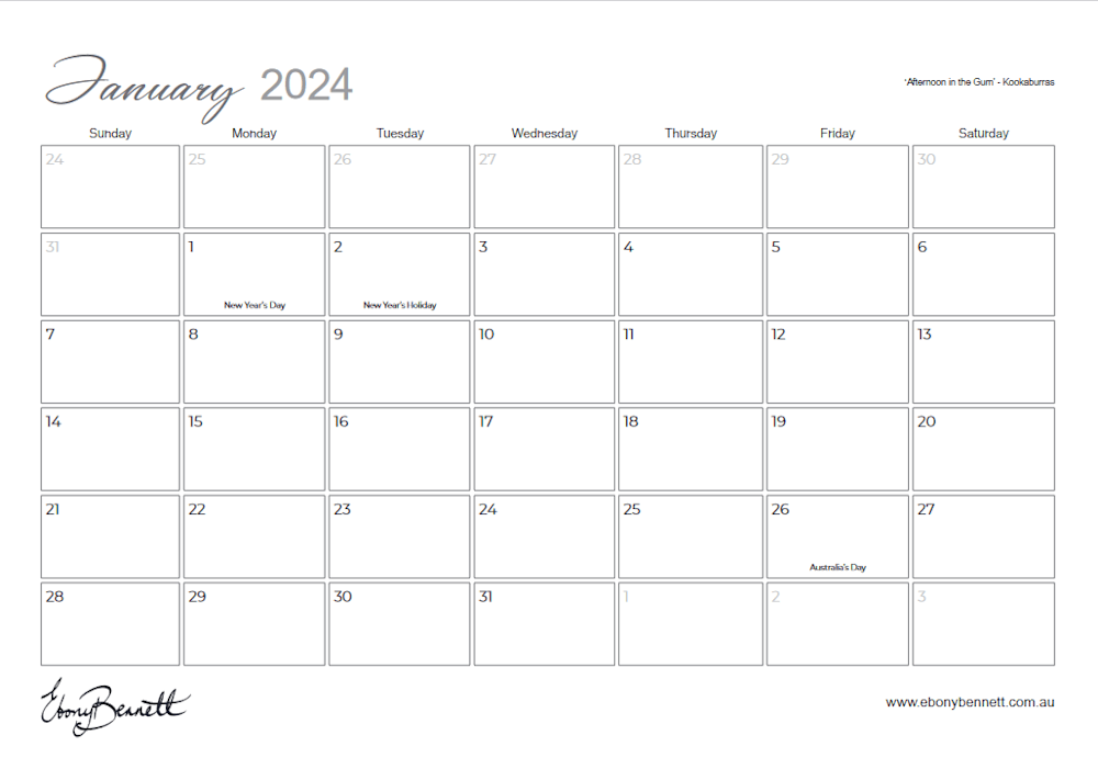 Birds of Australia Calendar 2024 Calendar