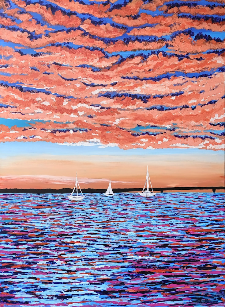 Sailing Boats Sunset 48x36 2100