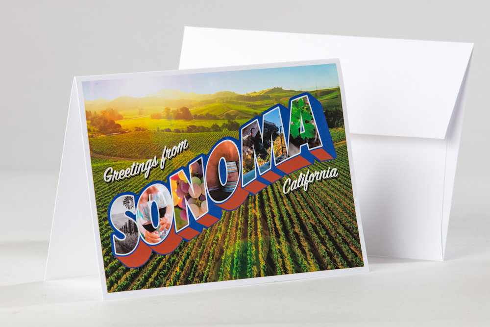 Greetings from Sonoma card front with envelope