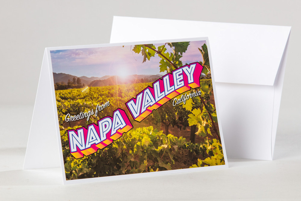 Greetings from Napa Valley card front with envelope