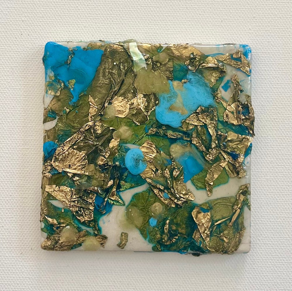 Blue Foil Coaster 3 4x4 $44