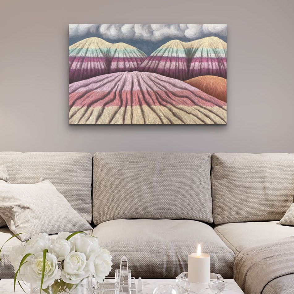 Painted Desert with Storm Clouds w couch
