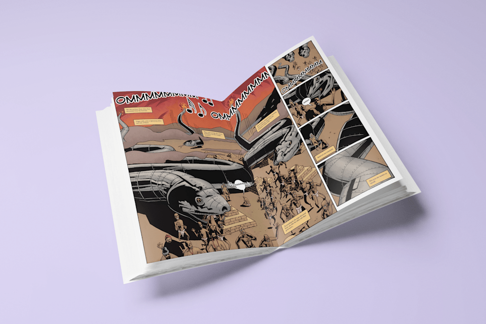 mockup of an open book on a solid color surface 1344 el