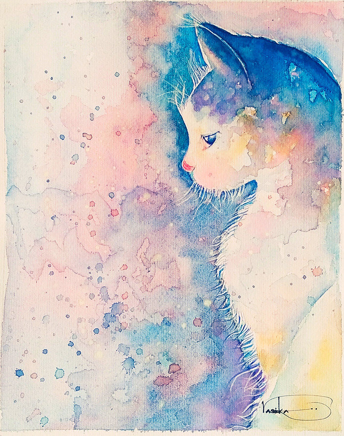 Kitty RR 0644 O small cropped watercolor