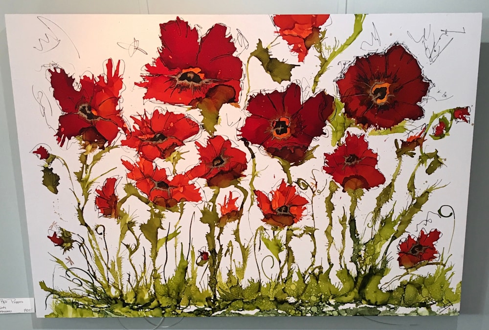 poppies on wood