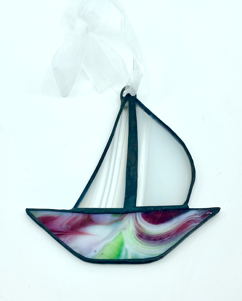 sailboat cranberry white and green swirl