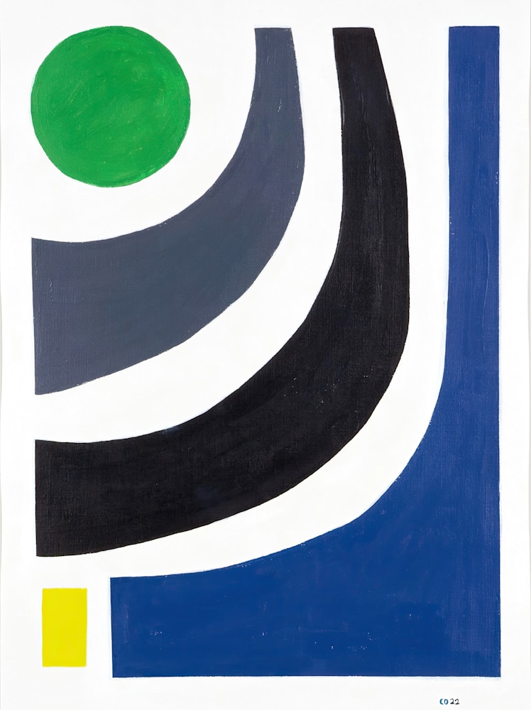 GREEN, BLACK, BLUE (2023) OIL ON PAPER [FRAMED  FOR ORIGINALS and PRINTS CROPPED gigapixel art scale 5 50x