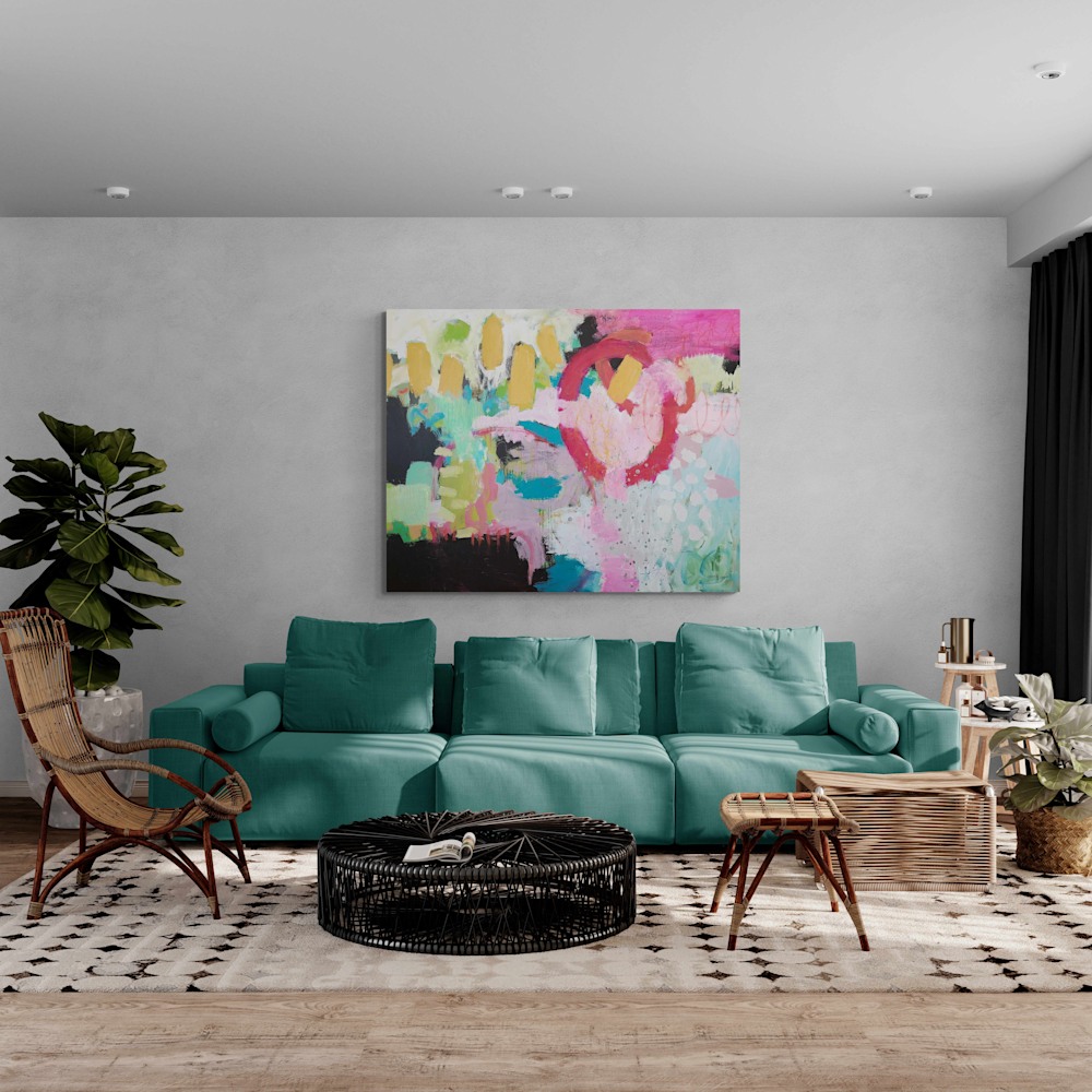Bright boho style living room