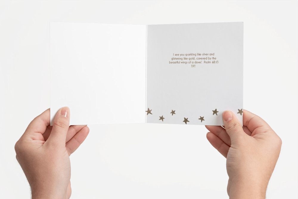 Dove Christmas Card, Stars, inside