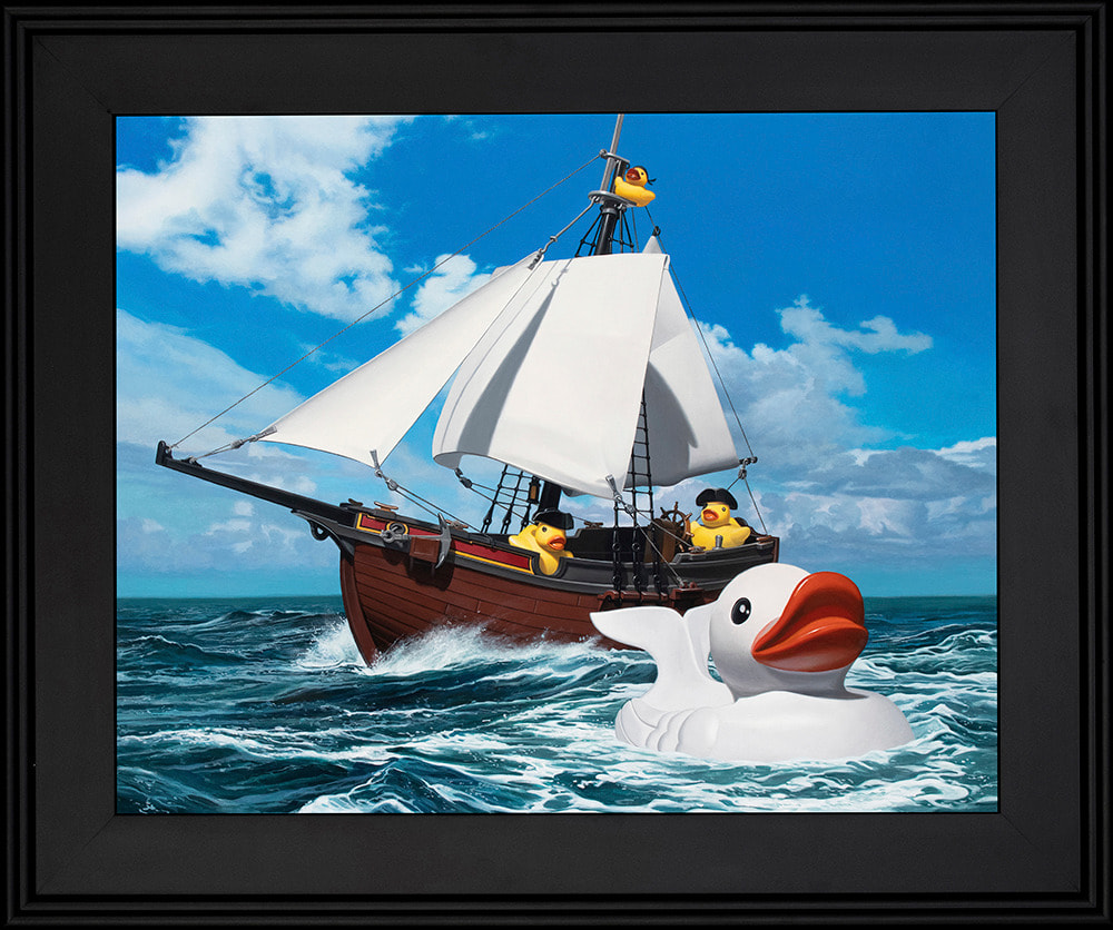 Kevin Grass Moby Duck Black Frame Acrylic on aluminum panel painting