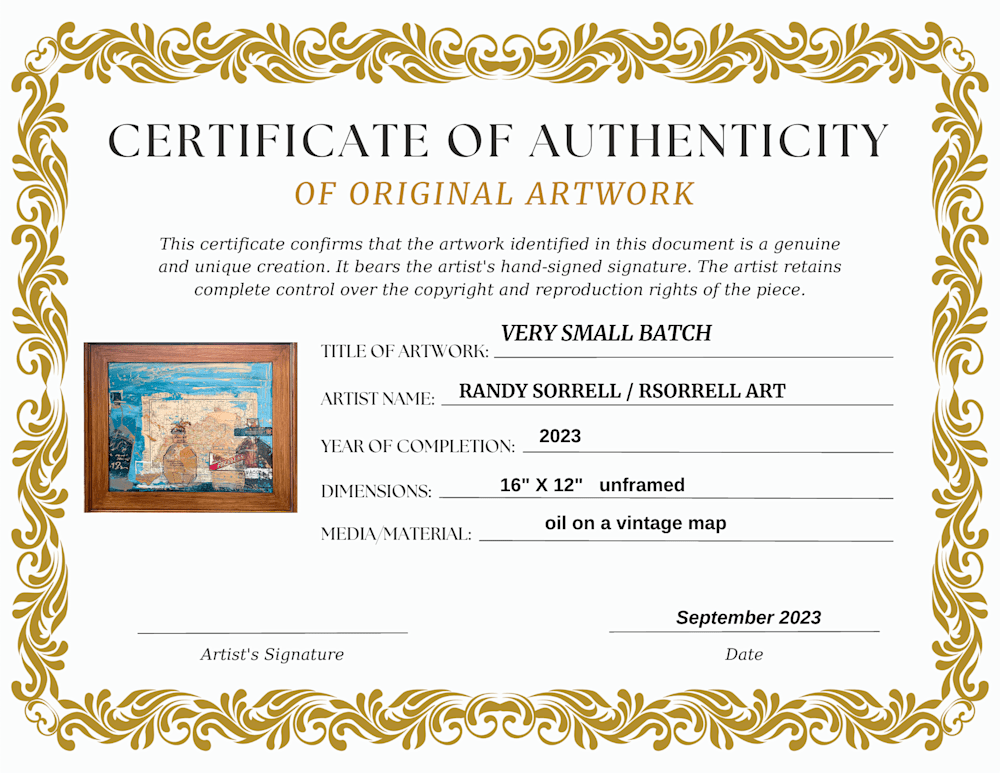 VERY SMALL BATCH Certificate of authenticity  V1