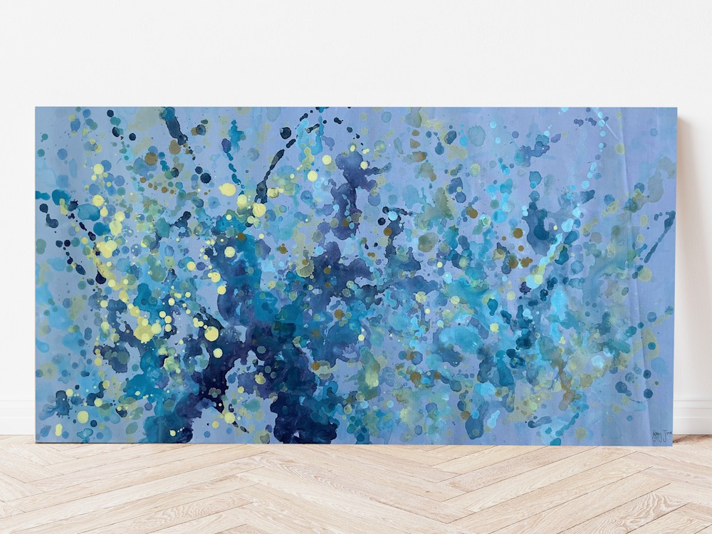Waterflower Cosmos, 18x36 Original Painting Unframed