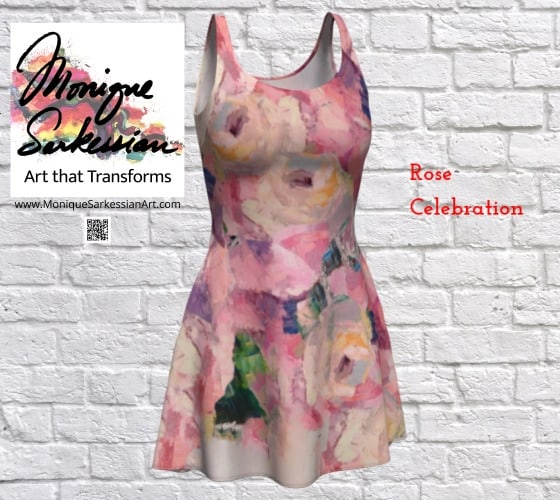Pink Rose Celebration flare dress