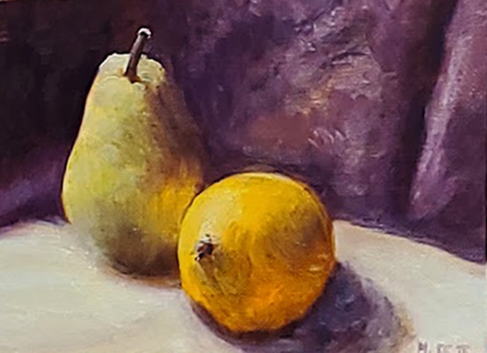 Pear Lemon life study by Lynda Moffatt