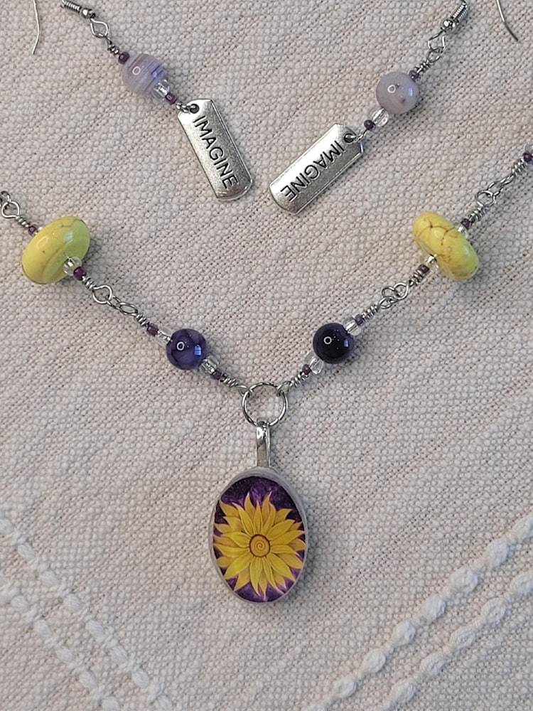 purple yellow sunflower close up