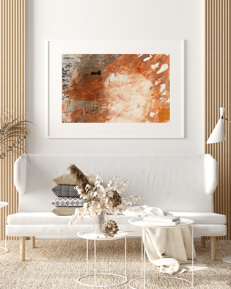 2050 Beige White Aesthetic Modern Living Room Wall Art Photography Poster Frame Mockup Instagram Post