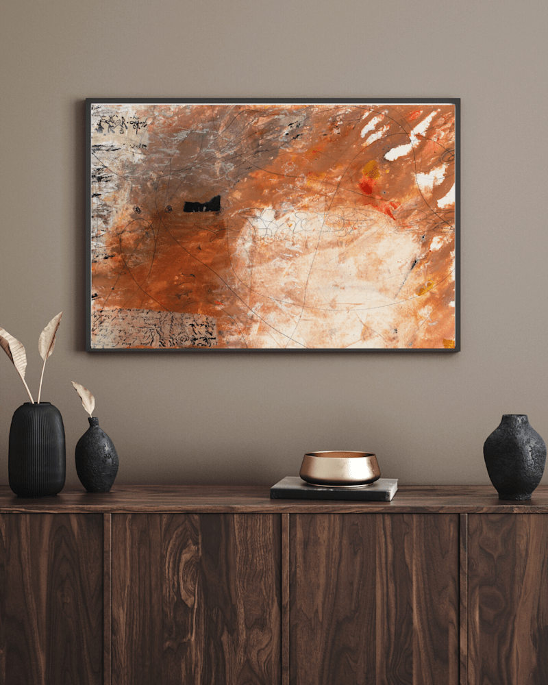 2050 Brown Modern Minimal Living Room Horizontal Wall Art Poster Frame Mockup Instagram Post