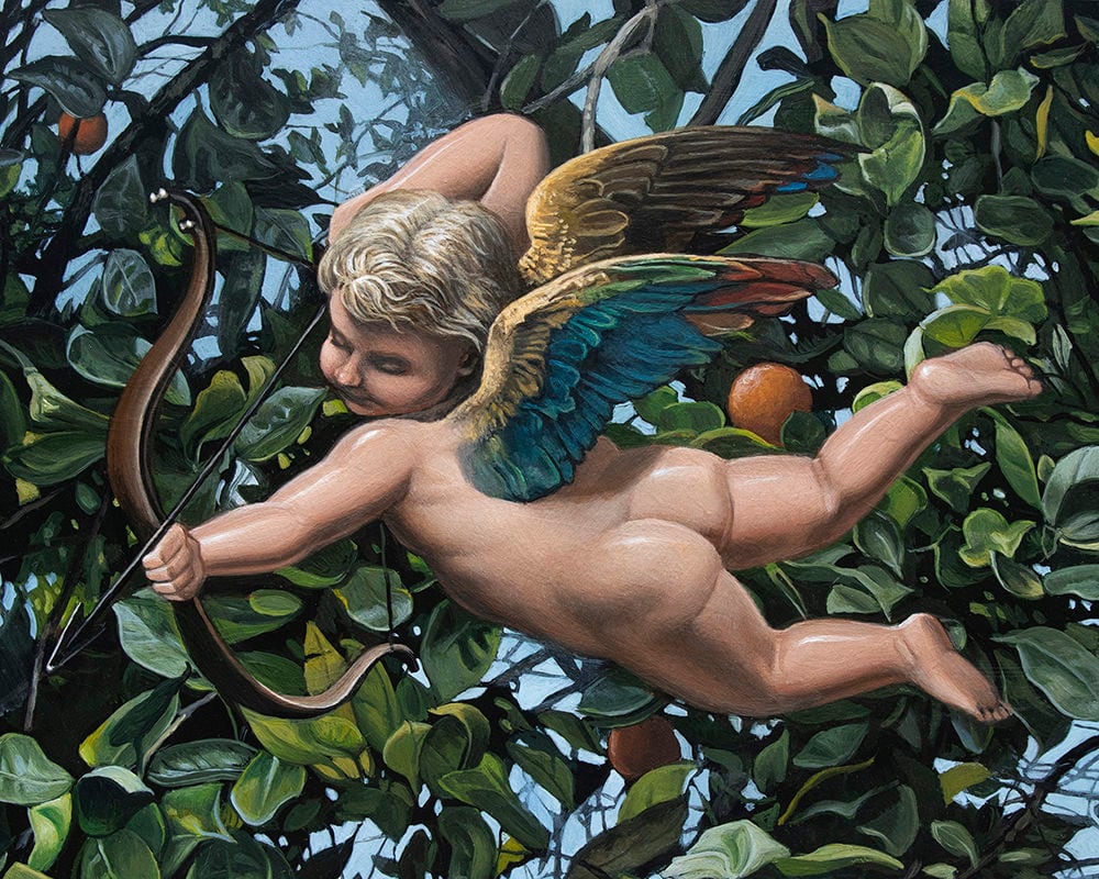 Kevin Grass Primavera Detail of Cupid Acrylic on panel painting