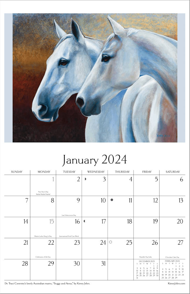 2024 Calendar Of Horse Paintings By Kimry Jelen   2024 January Ccu695 