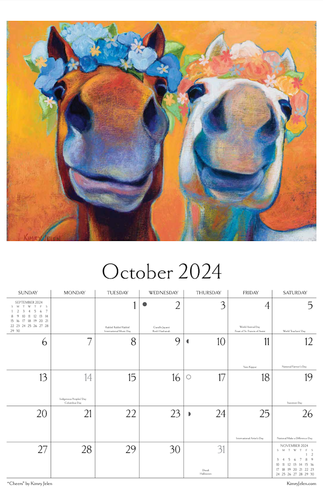 2024 Calendar of horse paintings by Kimry Jelen