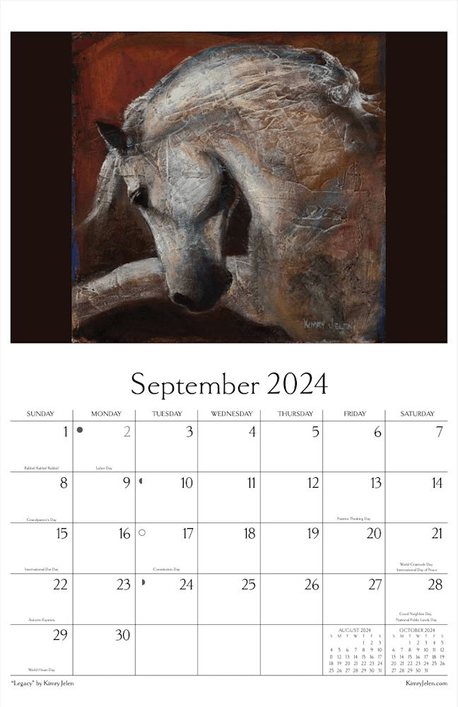 2024 Calendar of horse paintings by Kimry Jelen