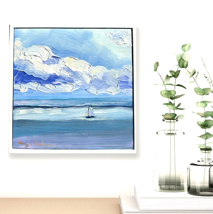 Lake Michigan Memories 3 in situ, oil on wood,6x6