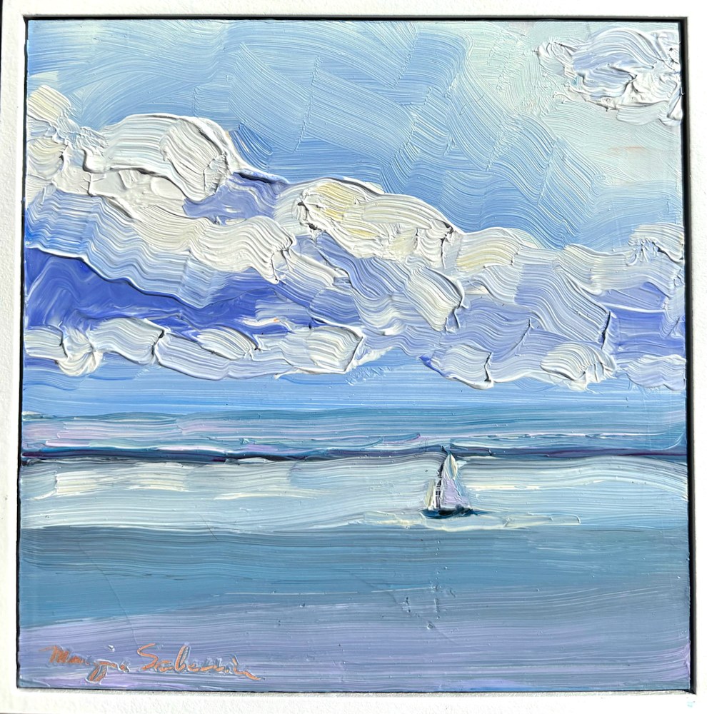 Lake Michigan Memories 3 framed, oil on wood,6x6