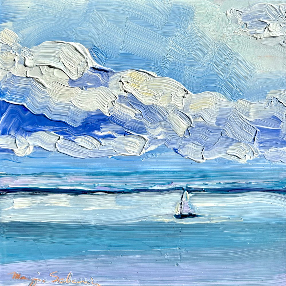 Lake Michigan Memories 3, oil on wood,6x6