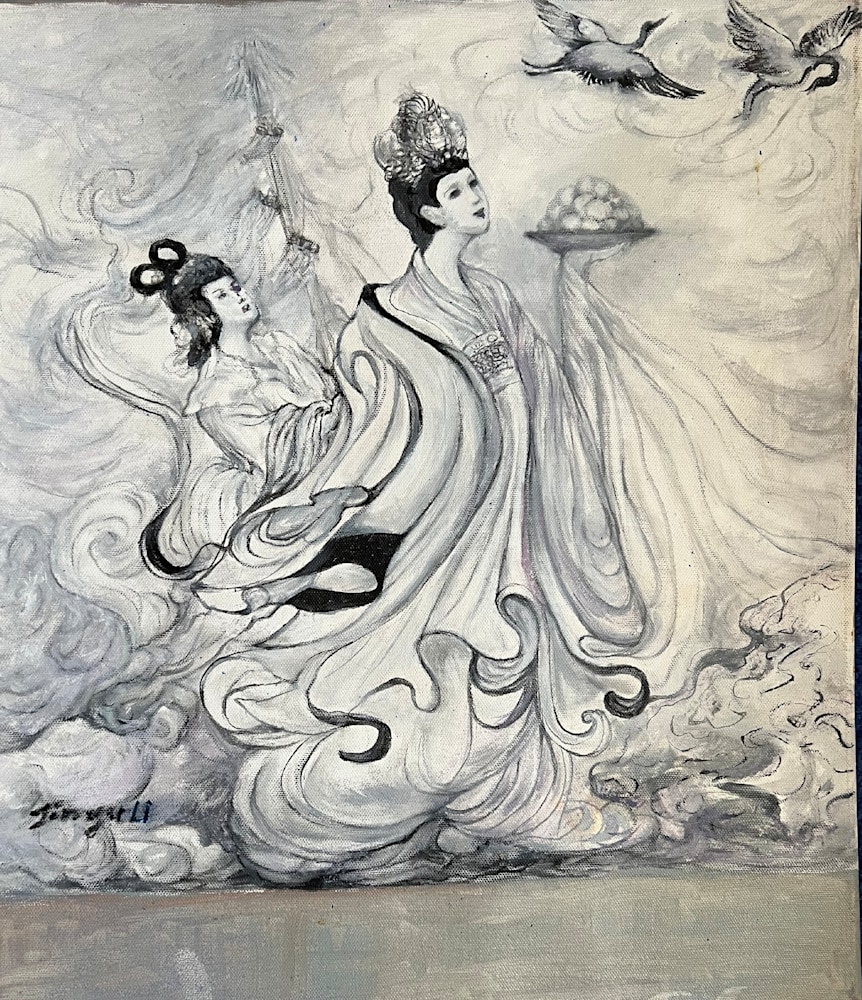 梁 偉平 weiping リョウ イヘイ 女神 絵画 油絵 抽象WWKK001