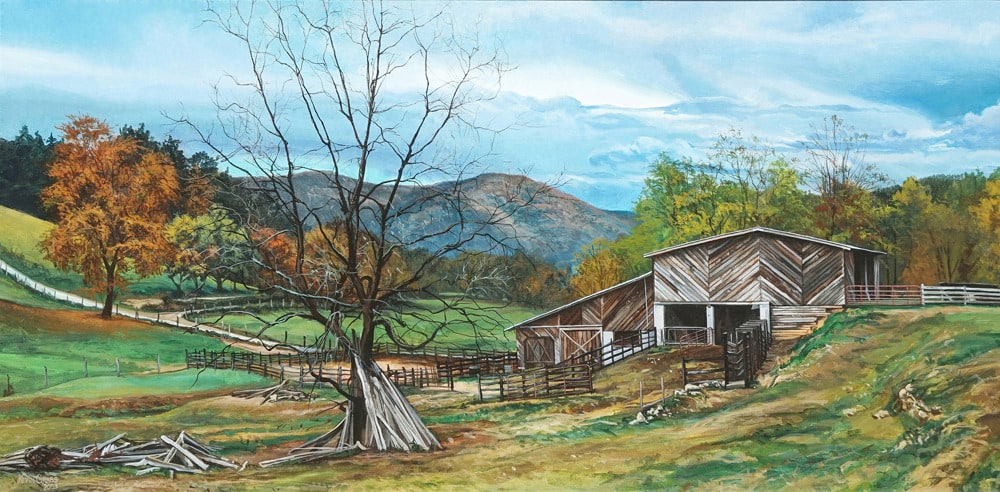 Kevin Grass Appalachian Farm Acrylic on canvas painting yrqaml