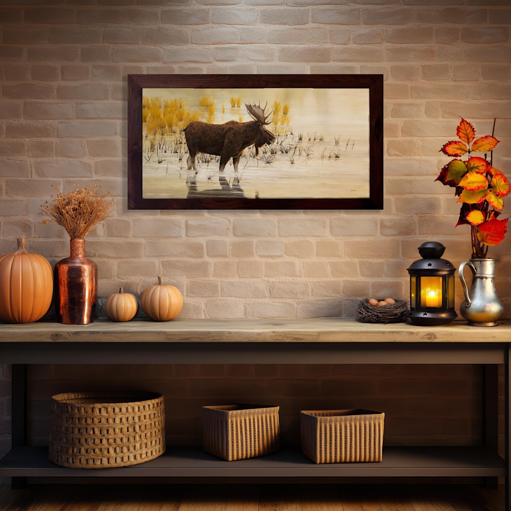 Morning Light   Moose   Autumn on the Farm Table 8   original painting