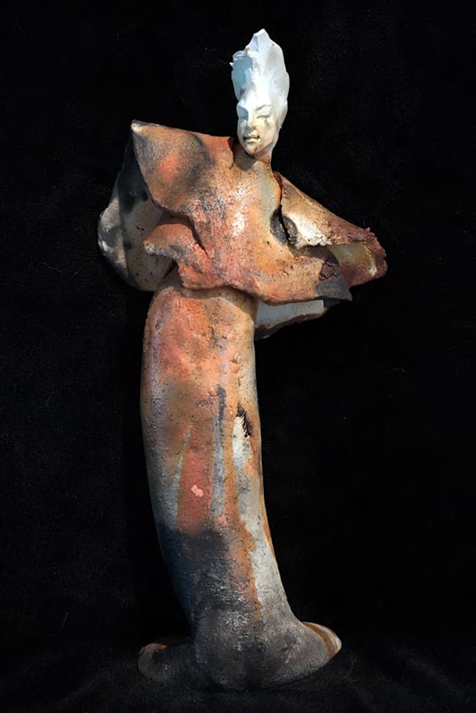 Woman Ceramic Figurine / outlet OOAK Raku Sculpture