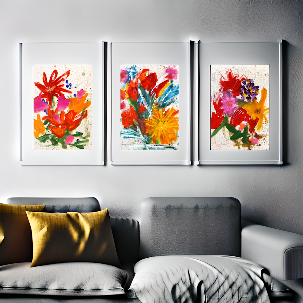 2134 Grey Painting Art 3 Wall Frame Mockup Instagram Post