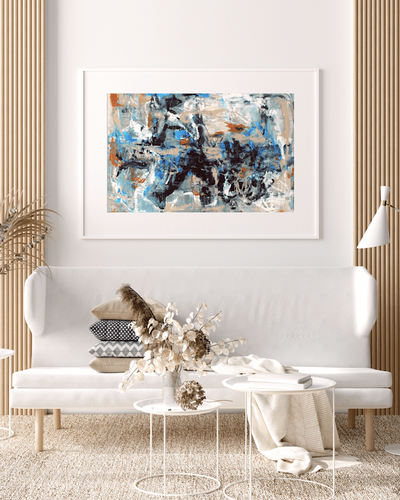 319 Beige White Aesthetic Modern Living Room Wall Art Photography Poster Frame Mockup Instagram Post