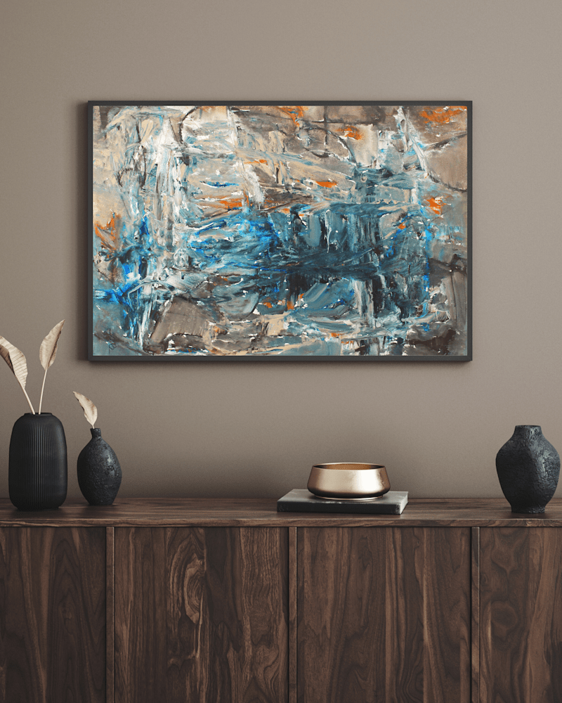 317 Brown Modern Minimal Living Room Horizontal Wall Art Poster Frame Mockup Instagram Post