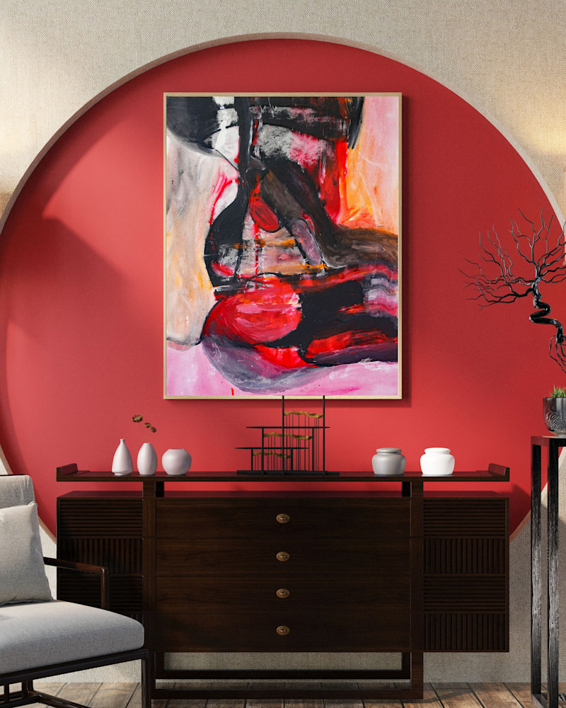 678Red Modern Asian Aesthetic Living Room Wall Art Poster Frame Mockup Instagram Post
