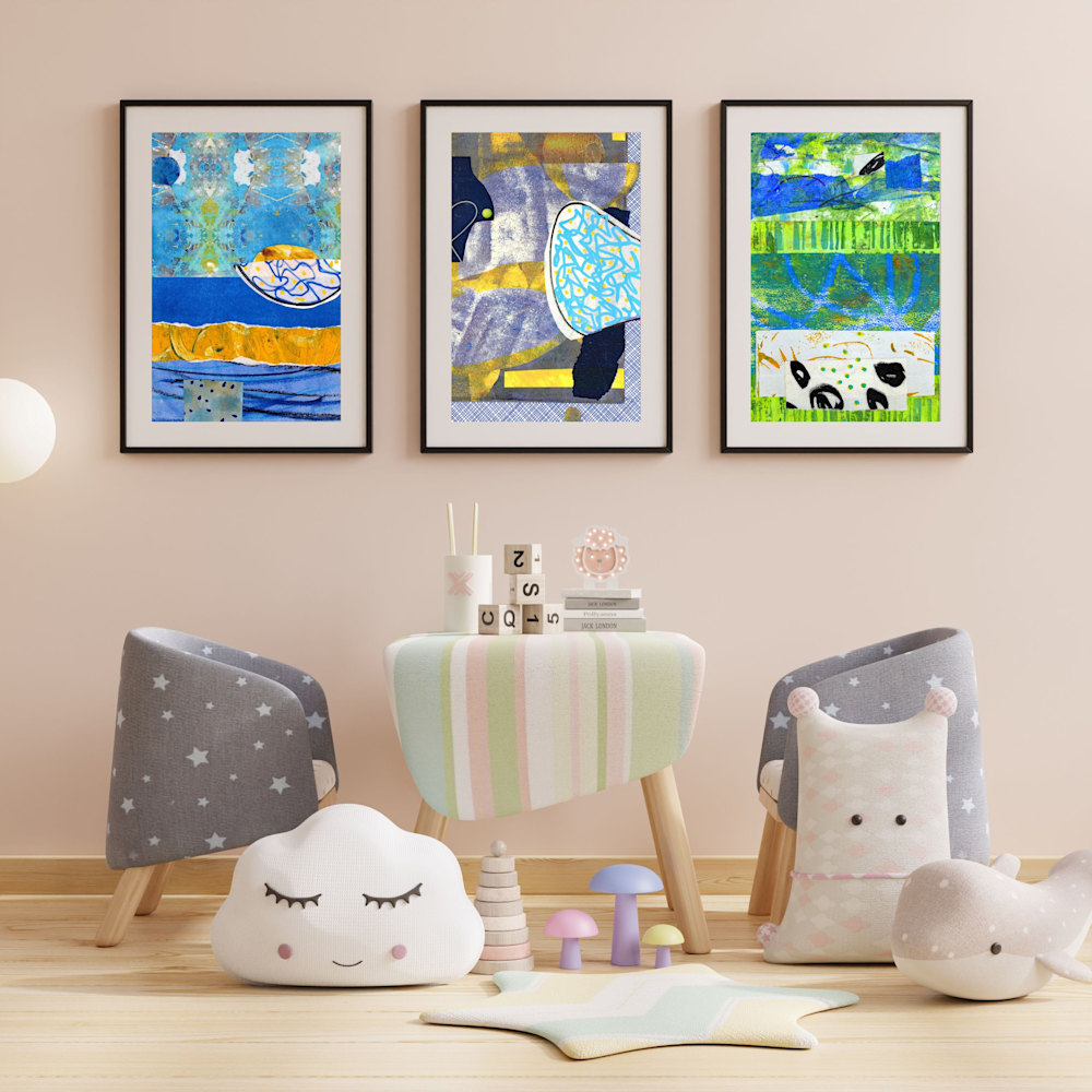 2093 95 97 Pink And Blue Cute Wall Art Frame Mockup Instagram Post