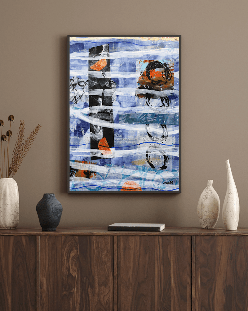 2148 Brown Modern Minimal Living Room Wall Art Poster Frame Mockup Instagram Portrait Post